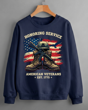 Honoring Service Fallen Heroes Military Appreciation Memorial Emblem Navy Patriotic Sweatshirt Printed in USA (Unisex)