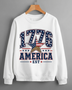 1776 America Star Pattern Trendy Graphic Founders Patriotic Sweatshirt Printed in USA (Unisex)