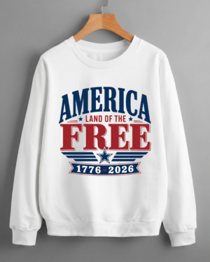 America Land of the Free Declaration Statement Freedom Founders Patriotic Sweatshirt Printed in USA (Unisex)